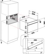 Indesit Microonde Da incasso MWI 4343 BL Nero Elettronico 31 Microonde + grill 1000 Technical drawing