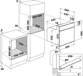 Indesit Forno Da incasso IFVR 800 H AN Elettrico A Technical drawing