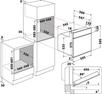 Indesit Forno Da incasso IVF 32 IX Elettrico A Technical drawing