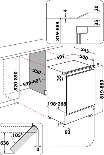 Indesit Frigorifero Da incasso IN TSZ 1612 1 Acciaio Technical drawing