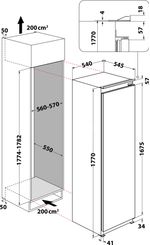 Indesit Frigorifero Da incasso INSZ 18011 Bianco Technical drawing