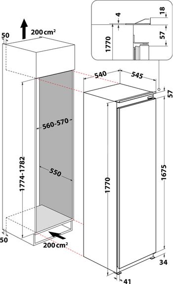 Indesit Frigorifero Da incasso INSZ 18011 Bianco Technical drawing