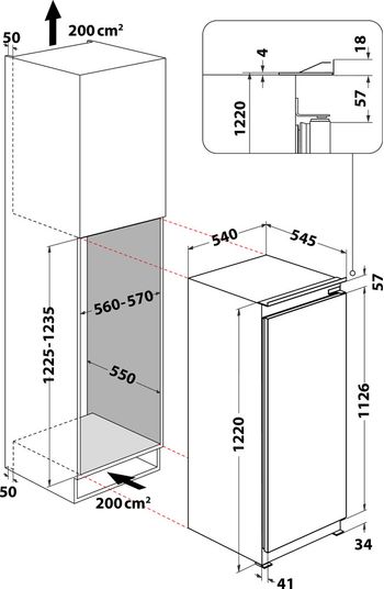 Indesit Frigorifero Da incasso S 12 A1 D/I 1 Inox Technical drawing