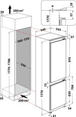 Indesit Combinazione Frigorifero/Congelatore Da incasso B 18 A1 D S/I 1 Bianco 2 porte Technical drawing