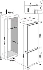 Indesit Combinazione Frigorifero/Congelatore Da incasso IND 401 Bianco 2 porte Technical drawing