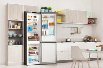 Indesit Combinazione Frigorifero/Congelatore A libera installazione INFC9 TI22X Inox 2 porte Lifestyle perspective open