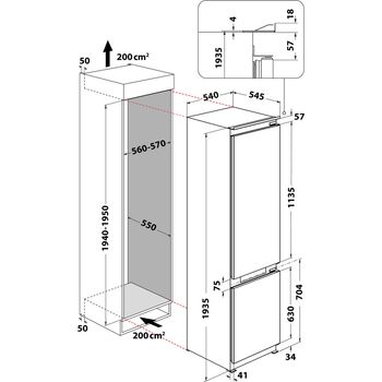 Indesit-Combinazione-Frigorifero-Congelatore-Da-incasso-INC20-T332-Bianco-2-porte-Technical-drawing