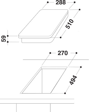 Indesit-Piano-cottura-DP-2E--IX--Inox-Solid-Plate-Technical-drawing