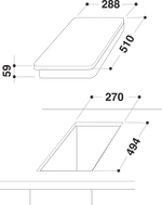 Indesit Piano cottura DP 2GS (IX) Inox GAS Technical drawing