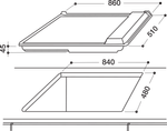 Indesit Piano cottura PIM 950 AS (IX) Inox GAS Technical drawing