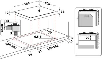 Indesit Piano cottura PAA 642 IX/I WE Inox GAS Technical drawing