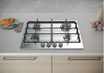 Indesit Piano cottura THP 642 IX/I Inox GAS Lifestyle frontal top down