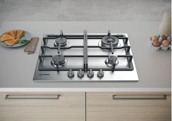 Indesit Piano cottura THP 641 W/IX/I Inox GAS Lifestyle frontal top down