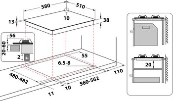Indesit Piano cottura THP 641 W/IX/I Inox GAS Technical drawing