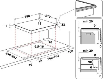 Indesit Piano cottura TI 60 X Inox Solid Plate Technical drawing