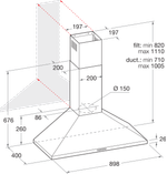 Indesit-Cappa-Da-incasso-IHPC-9.5-LM-X-Inox-Montaggio-a-parete-Meccanico-Technical-drawing