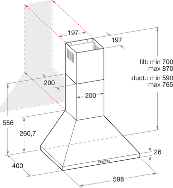 Indesit-Cappa-Da-incasso-IHPC-6.5-LM-X-Inox-Montaggio-a-parete-Meccanico-Technical-drawing