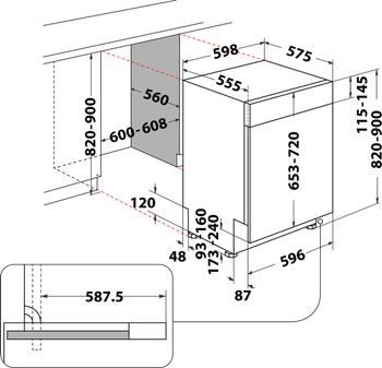 Indesit Lavastoviglie Da incasso DBE 2B19 A X Semi-integrato F Technical drawing