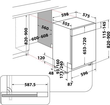 Indesit-Lavastoviglie-Da-incasso-DBE-2B19-A-X-Semi-integrato-F-Technical-drawing