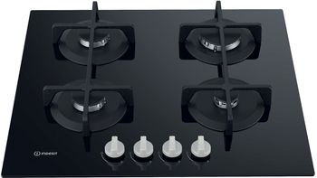 Indesit Piano cottura ING 61T/BK Nero GAS Frontal top down