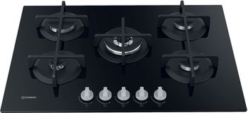 Indesit Piano cottura ING 72T/BK Nero GAS Frontal top down