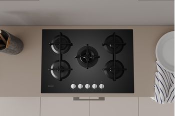Indesit Piano cottura ING 72T/BK Nero GAS Lifestyle frontal
