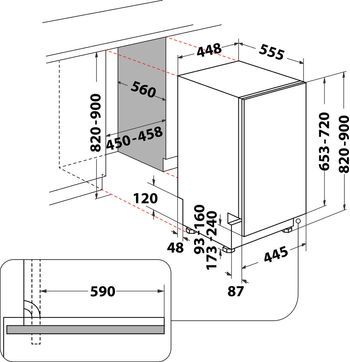 Indesit-Lavastoviglie-Da-incasso-DSIE-2B10-Totalmente-integrato-F-Technical-drawing