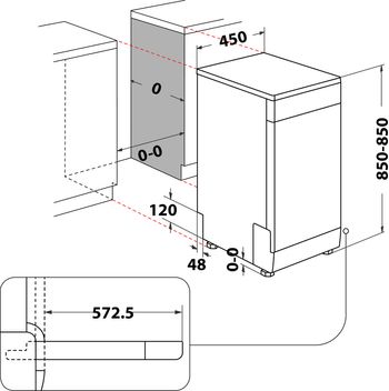 Indesit Lavastoviglie A libera installazione DSFE 1B10 S A libera installazione F Technical drawing