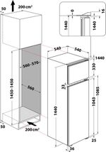 Indesit Combinazione Frigorifero/Congelatore Da incasso IN D 2040 AA Bianco 2 porte Technical drawing