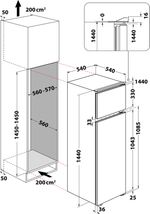 Indesit-Combinazione-Frigorifero-Congelatore-Da-incasso-IN-D-2040-AA-Bianco-2-porte-Technical-drawing