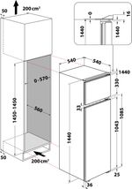 Indesit Combinazione Frigorifero/Congelatore Da incasso IN D 2040 AA/S Bianco 2 porte Technical drawing
