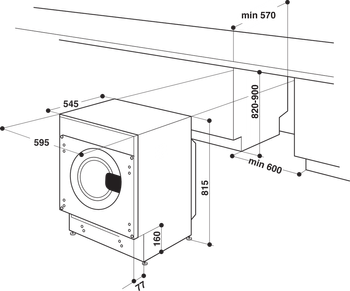 Indesit Lavabiancheria Da incasso BI WMIL 71252 EU N Bianco Carica frontale E Technical drawing