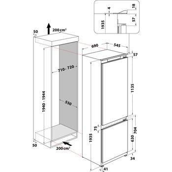 Indesit-Combinazione-Frigorifero-Congelatore-Da-incasso-IND-400-Bianco-2-porte-Technical-drawing