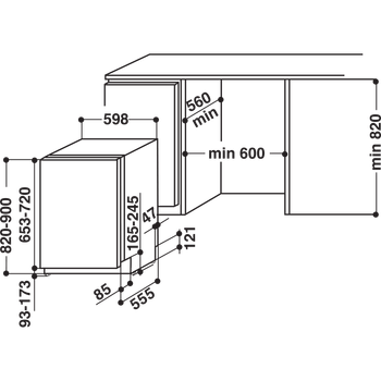 Indesit-Lavastoviglie-Da-incasso-DIF-16T1-A-EU-Totalmente-integrato-A-Technical-drawing