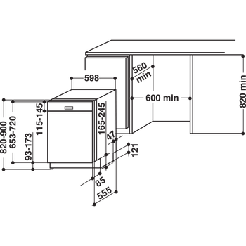 Indesit-Lavastoviglie-Da-incasso-DPG-16B1-A-K-EU-Semi-integrato-A-Technical-drawing