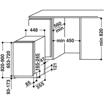 Indesit-Lavastoviglie-Da-incasso-DISR-57M17-CAL-EU-Totalmente-integrato-A-Technical-drawing