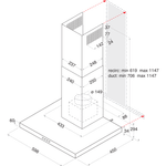 Indesit-Cappa-Da-incasso-IHBS-6.4-AM-X-Inox-Montaggio-a-parete-Meccanico-Technical-drawing