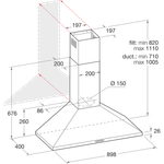 Indesit-Cappa-Da-incasso-IHPC-9.5-AM-X-Inox-Montaggio-a-parete-Meccanico-Technical-drawing