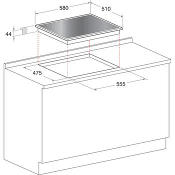 Indesit-Piano-cottura-PR-642--I--BK--Nero-GAS-Technical-drawing