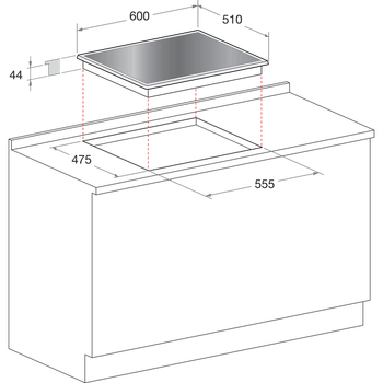 Indesit-Piano-cottura-PR-642--I-GR--Grafite-GAS-Technical-drawing