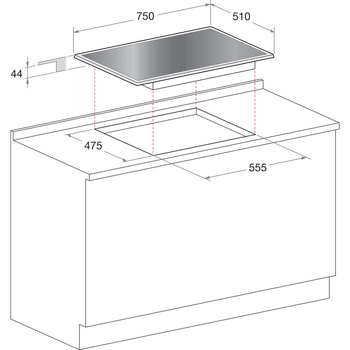 Indesit-Piano-cottura-PR-752-W-I-GR--Grafite-GAS-Technical-drawing