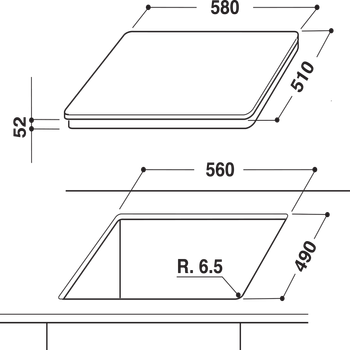 Indesit-Piano-cottura-VIA-640.1-C-Nero-Induction-vitroceramic-Technical-drawing