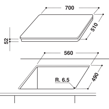 Indesit-Piano-cottura-VID-741-B-C-Nero-Induction-vitroceramic-Technical-drawing