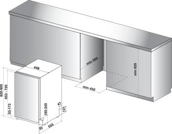 Indesit-Lavastoviglie-Da-incasso-DSIE-2B10-Totalmente-integrato-A--Technical-drawing