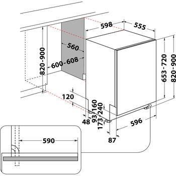 Indesit-Lavastoviglie-Da-incasso-DMIE-2B19-Totalmente-integrato-F-Technical-drawing