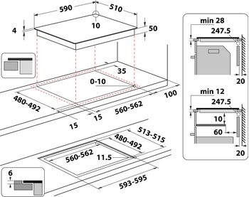 Indesit Piano cottura IS 15Q60 NE Nero Induction vitroceramic Technical drawing