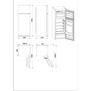 Indesit-Combinazione-Frigorifero-Congelatore-A-libera-installazione-I55TM-4110-S-1-Argento-2-porte-Technical-drawing