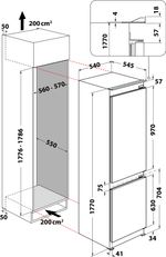 Indesit Combinazione Frigorifero/Congelatore Da incasso INC18 T111 Bianco 2 porte Technical drawing