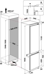 Indesit Combinazione Frigorifero/Congelatore Da incasso INC20 T132 Bianco 2 porte Technical drawing