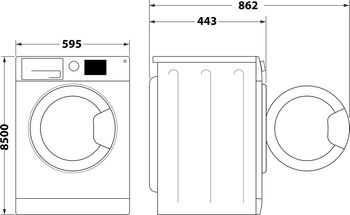 Indesit Lavabiancheria A libera installazione BWSE 61294 W IT Bianco Carica frontale C Technical drawing